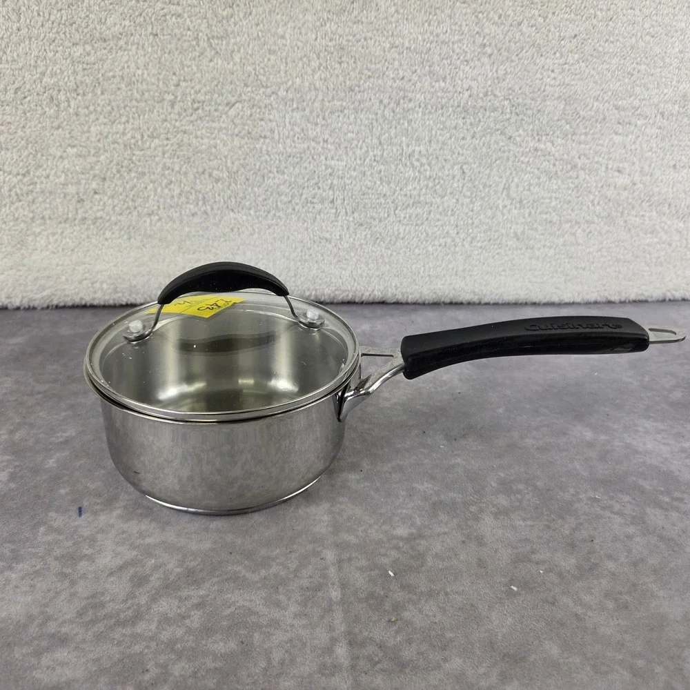 Cuisinart 8619-14 Stainless Steel 1 Qt Saucepan with Glass Lid Silver Black